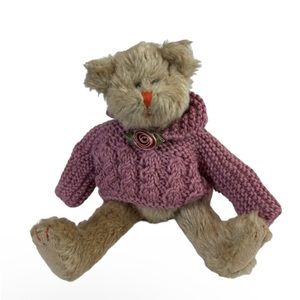 Vintage 90s Boyd’s Bears Teddy Bear Pink Wool Sweater Plush Toy Stuffed Animal